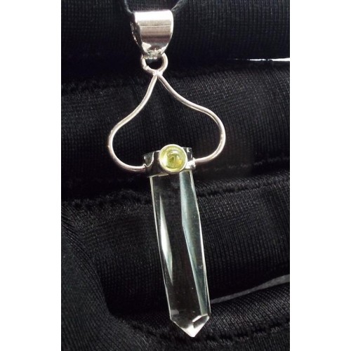 Clear Quartz and Peridot Point Pendant